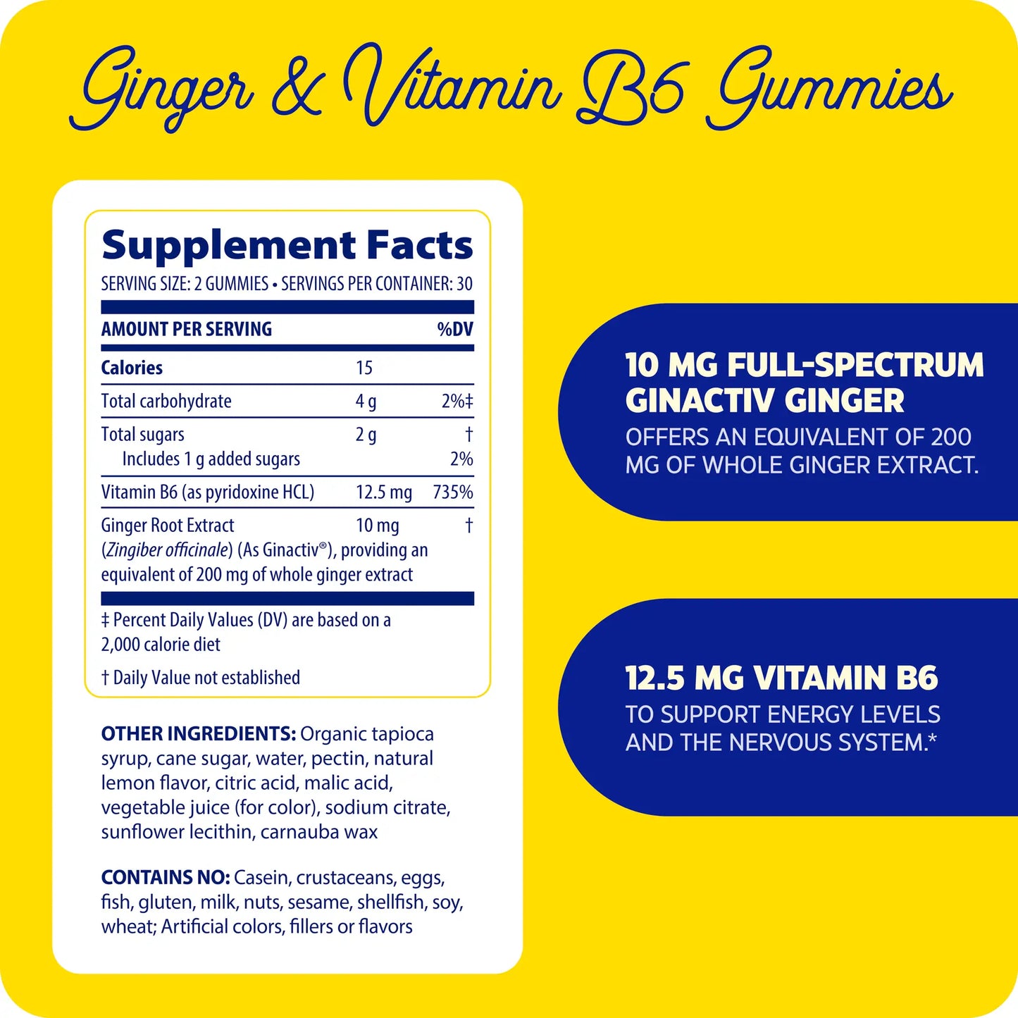 New!  Ginger & Vitamin B6 Gummies